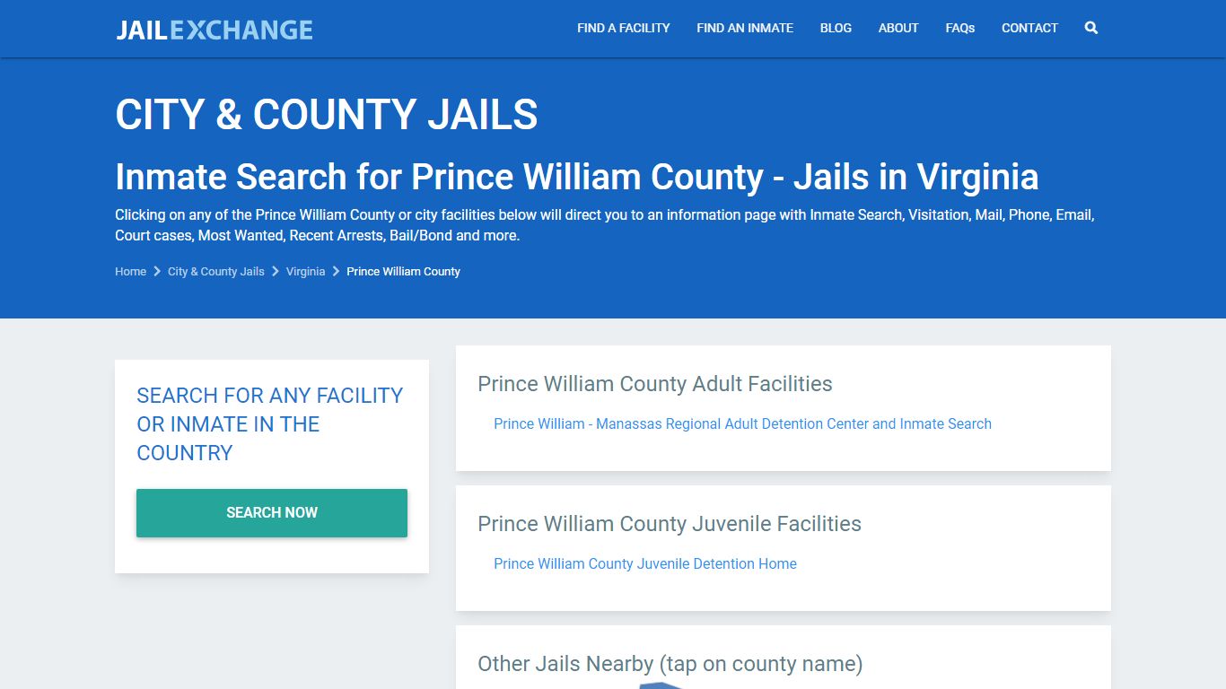 Inmate Search for Prince William County | Jails in Virginia - JAIL EXCHANGE